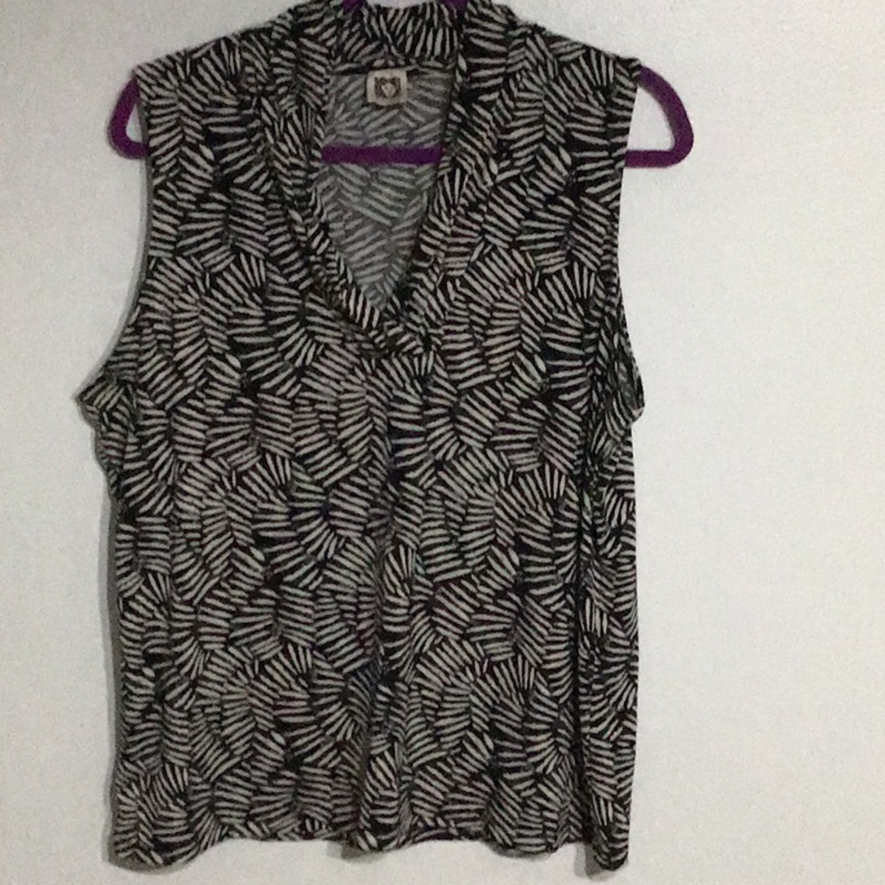 Sleeveless V-Neck Anne Klein Blouse